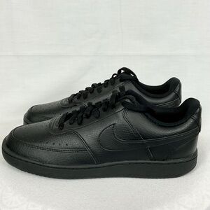 Nike Court Vision Low Cd5463-002 Triple Black Sz 10 Leather Sneakers Athletic